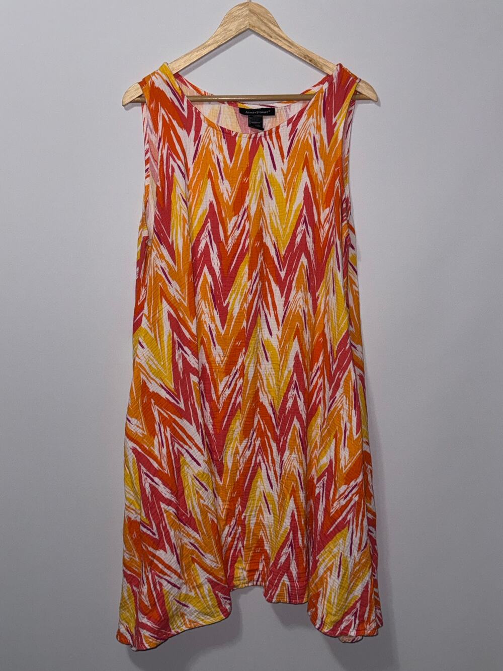 Ashley Stewart Orange Abstract Chevron Sleeveless Dress women’s size XL (18/20)